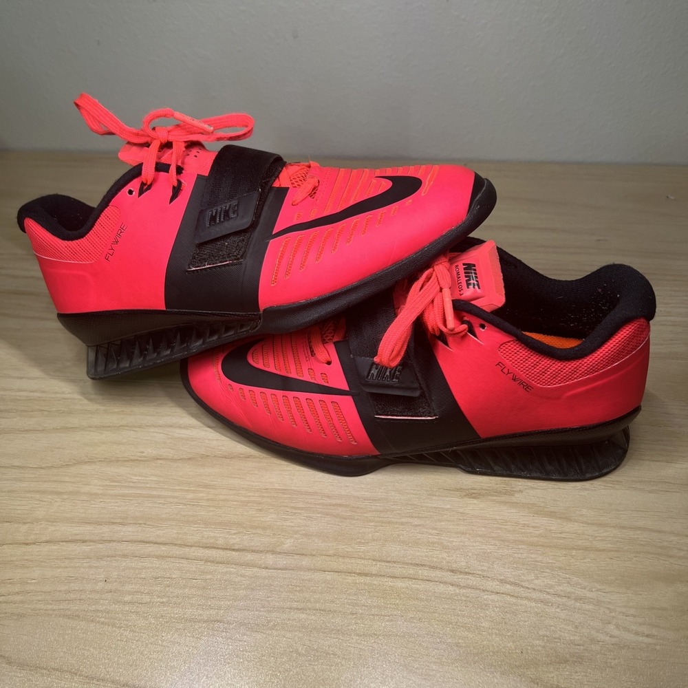 Nike Romaleos 3 Pink Solar Red Gym Weightlifting Workout Shoes Mens 7.5 Womens 9